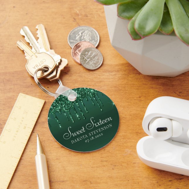 Dripping Luxe Glitter | Mint Teal Pour Shower Key Ring (Desk)