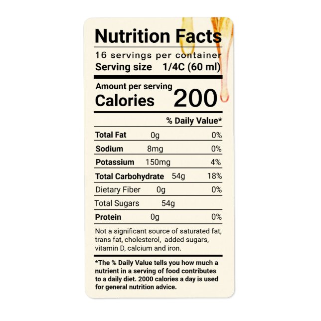 Dripping Maple Syrup Nutrition Facts Label (Front)