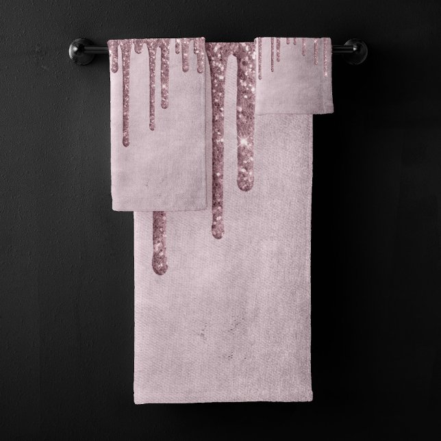 Dripping Mauve Glitter | Dusty Pink Melt Shimmer Bath Towel Set (Creator Uploaded)