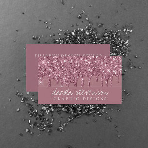 Dripping Mauve Glitter   Dusty Pink Melt Shimmer Business Card