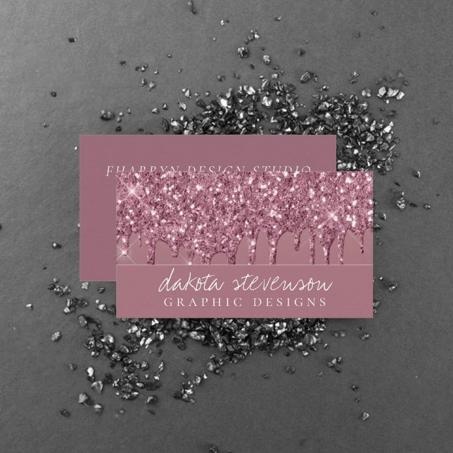Dripping Mauve Glitter | Dusty Pink Melt Shimmer Business Card (Creator Uploaded)