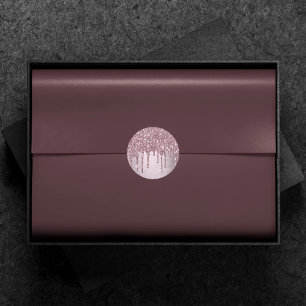 Dripping Mauve Glitter   Dusty Pink Melt Shimmer Classic Round Sticker