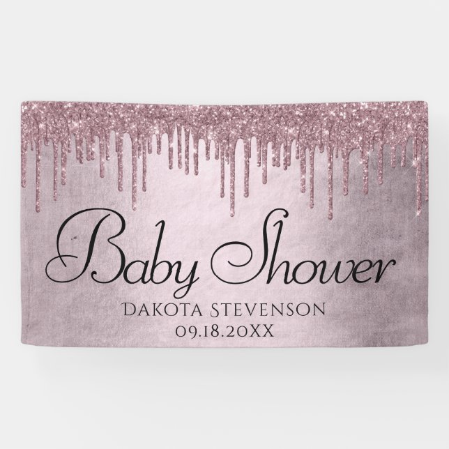 Dripping Mauve Glitter | Dusty Pink Melt Shower Banner (Horizontal)