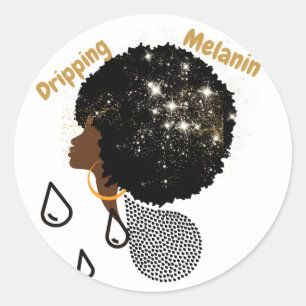 Dripping Melanin   Classic Round Sticker