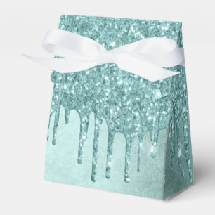 Dripping Mint Glitter   Aqua Teal Melting Pour Favour Box