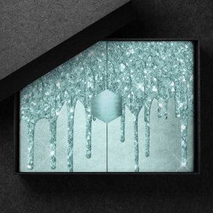 Dripping Mint Glitter   Aqua Teal Melting Pour Tissue Paper