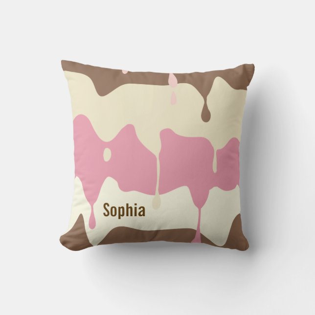 Dripping Neapolitan Ice Cream Personalised Cushion (Front)