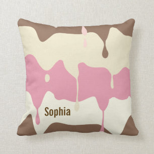 Dripping Neapolitan Ice Cream Personalised Cushion