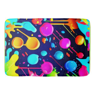 Dripping Neon Ink Aesthetic Bath Mat