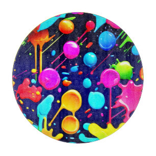 Dripping Neon Ink Aesthetic Cutting Board
