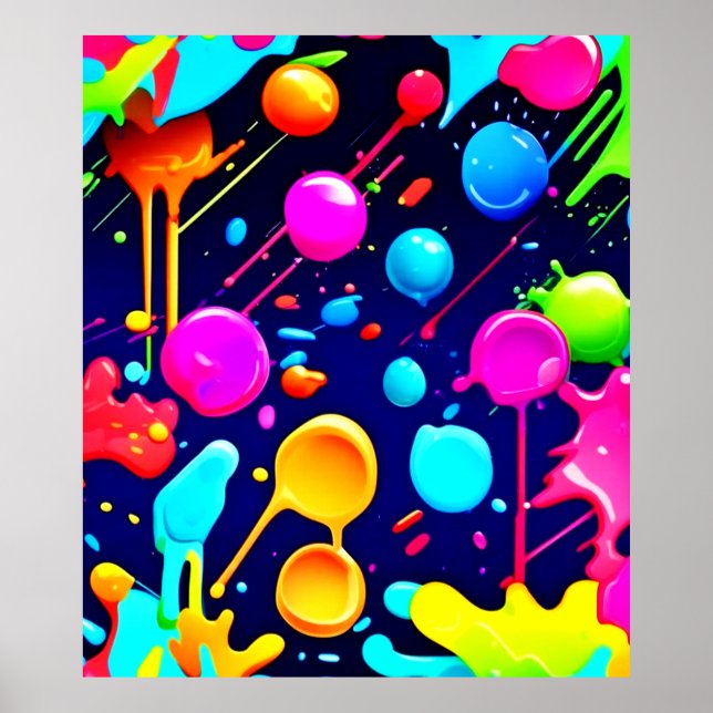 Dripping Neon Ink Aesthetic Poster (Front)