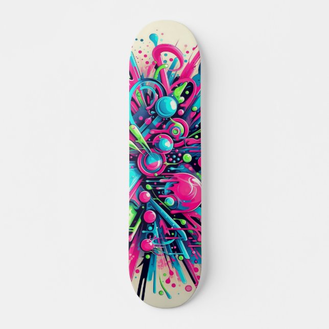 Dripping Neon Paint pattern Skateboard (Front)