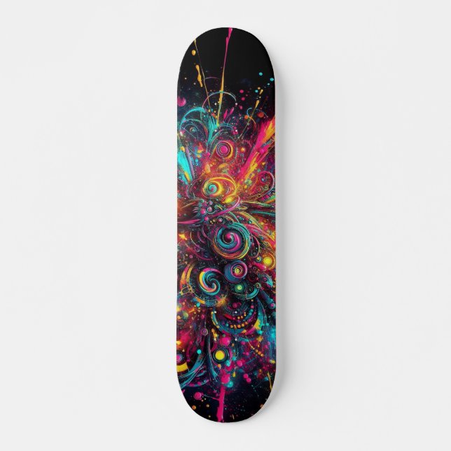 Dripping Neon Paint pattern Skateboard (Front)