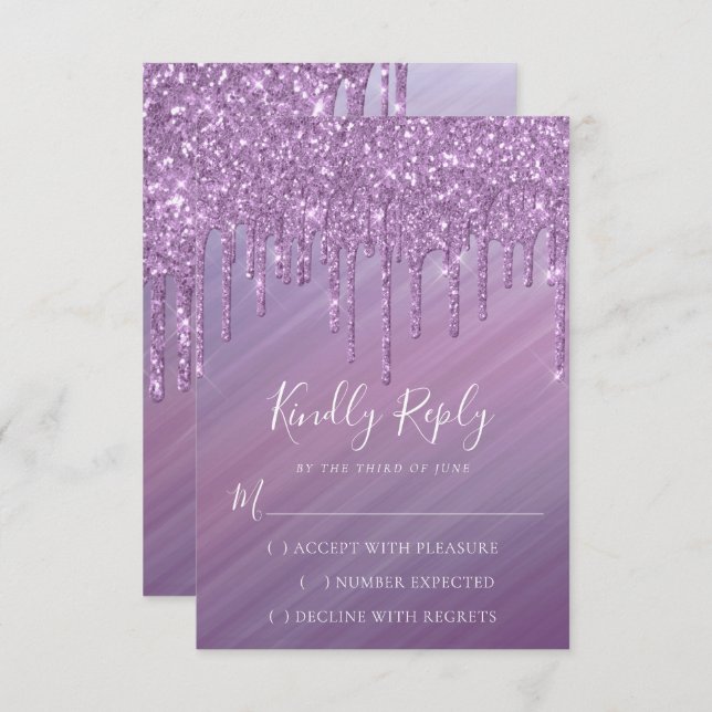 Dripping Ombre Sweet 16 | Purple Gradient Slime RSVP Card (Front/Back)