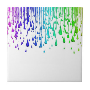 Dripping Paint Accent Tile Rainbow Colours