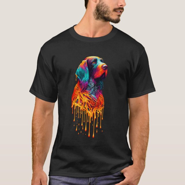 Dripping Paint Art German Wirehaired Pointer T-Shirt (Front)