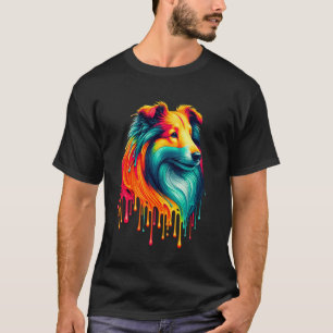Dripping Paint Art Shetland Sheepdog Sheltie T-Shirt