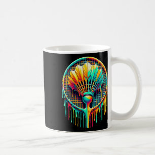 Dripping Paint Badminton Player Shuttle Racket  Coffee Mug