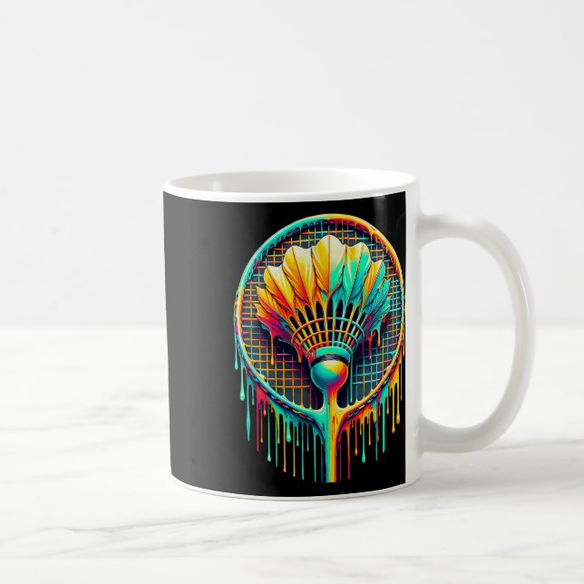 Dripping Paint Badminton Player Shuttle Racket  Coffee Mug (Right)