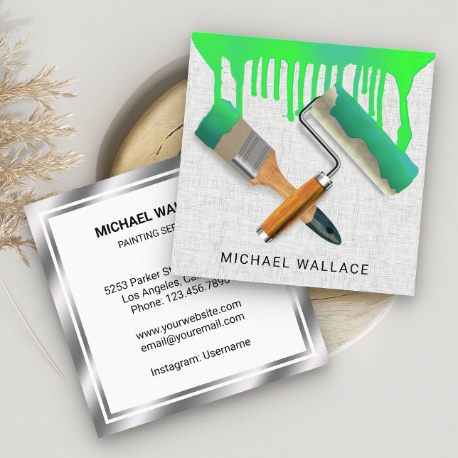 Dripping Paint Painting Works Professional Painter Square Business Card (Creator Uploaded)