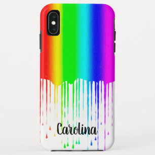 Dripping Paint Rainbow, Personalised with Name iPhone XS Max Case