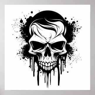 Dripping Paint Skull Poster