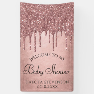 Dripping Peach Glitter Terra Cotta Coral Shower Banner
