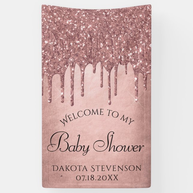 Dripping Peach Glitter | Terra Cotta Coral Shower Banner (Vertical)