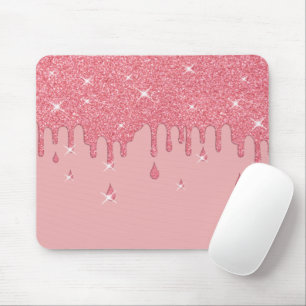 Dripping Pink Glitter Effect & Sparkles Mouse Pad