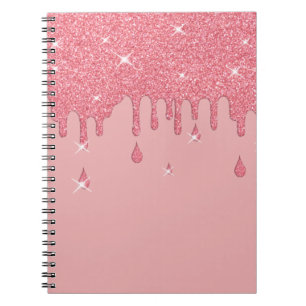 Dripping Pink Glitter Effect & Sparkles Notebook