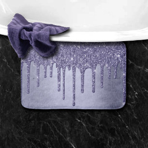 Dripping Purple Glitter   Chic Lavender Icing Pour Bath Mat