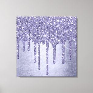 Dripping Purple Glitter Chic Lavender Icing Pour Canvas Print