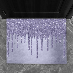Dripping Purple Glitter   Chic Lavender Icing Pour Doormat