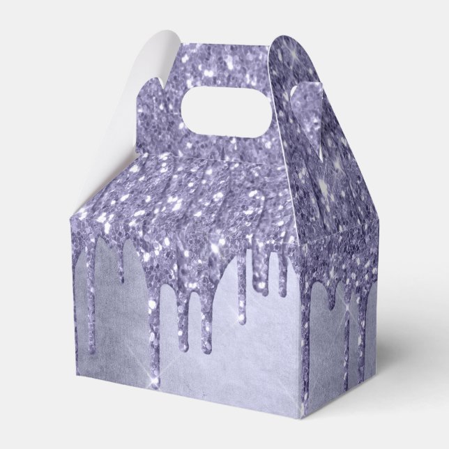 Dripping Purple Glitter | Chic Lavender Icing Pour Favour Box (Front Side)