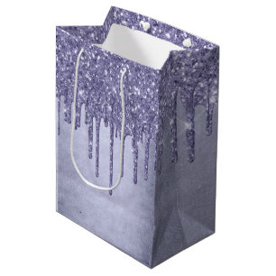 Dripping Purple Glitter   Chic Lavender Icing Pour Medium Gift Bag