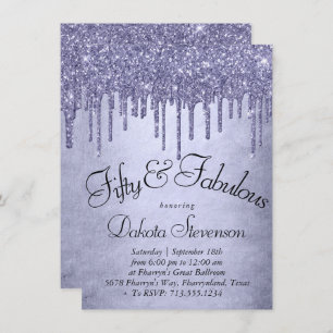 Dripping Purple Glitter   Lavender 50 and Fabulous Invitation