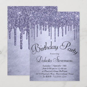 Dripping Purple Glitter   Lavender Icing Birthday Invitation