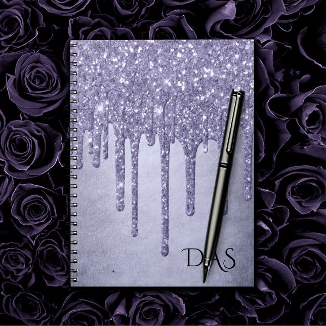 Dripping Purple Glitter | Lavender Icing Monogram Notebook (Creator Uploaded)