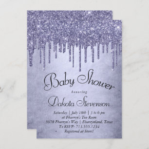 Dripping Purple Glitter   Lavender Icing Shower Invitation