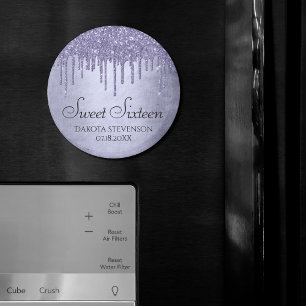 Dripping Purple Glitter Lavender Sweet Sixteen Magnet