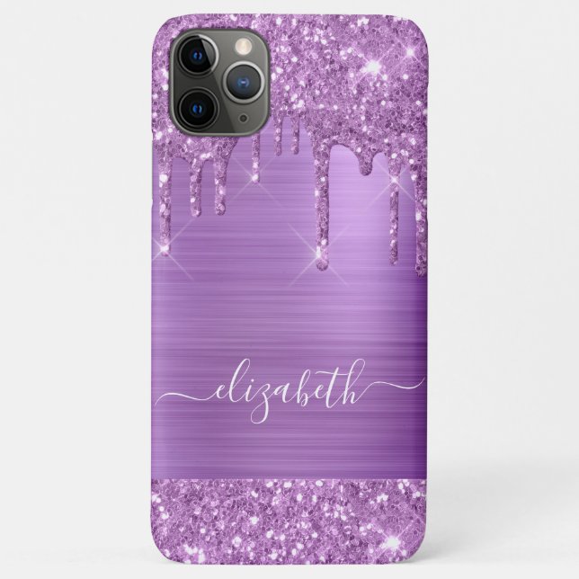 Dripping Purple Glitter Personalised Case-Mate iPhone Case (Back)