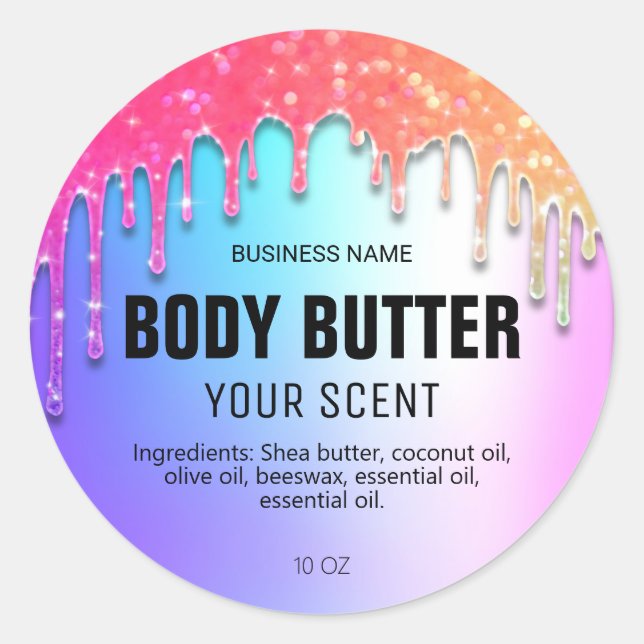 Dripping Rainbow Body Butter Labels (Front)