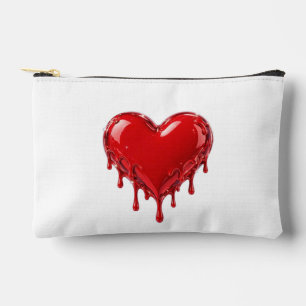 Dripping red love heart accessory pouch