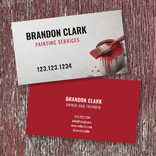 Dripping Red Paint Can Bold Painting Company Business Card