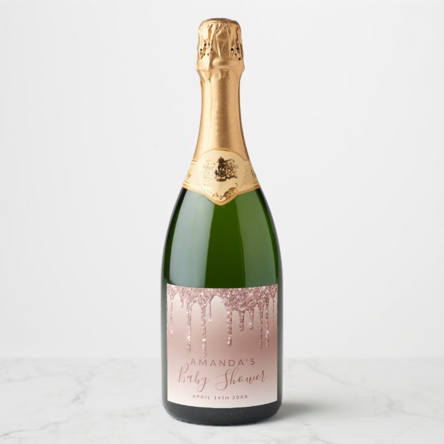 Dripping Rose Gold  Sparkling Wine Label (Front)
