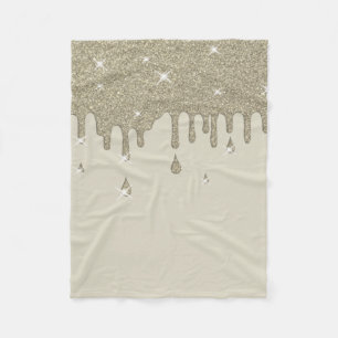 Dripping Silver Glitter Effect & Sparkles Fleece Blanket