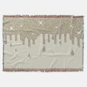 Dripping Silver Glitter Effect & Sparkles Throw Blanket