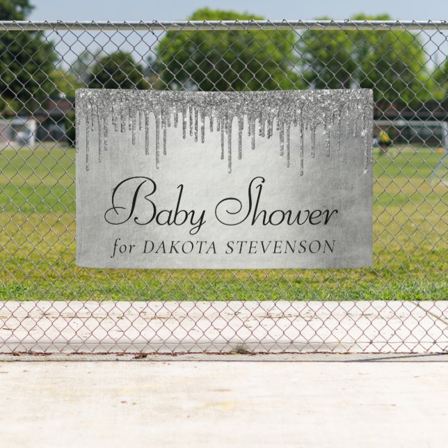 Dripping Silvery Glitter | Platinum Sparkle Shower Banner (Insitu)