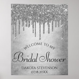 Dripping Silvery Glitter   Platinum Sparkle Shower Poster