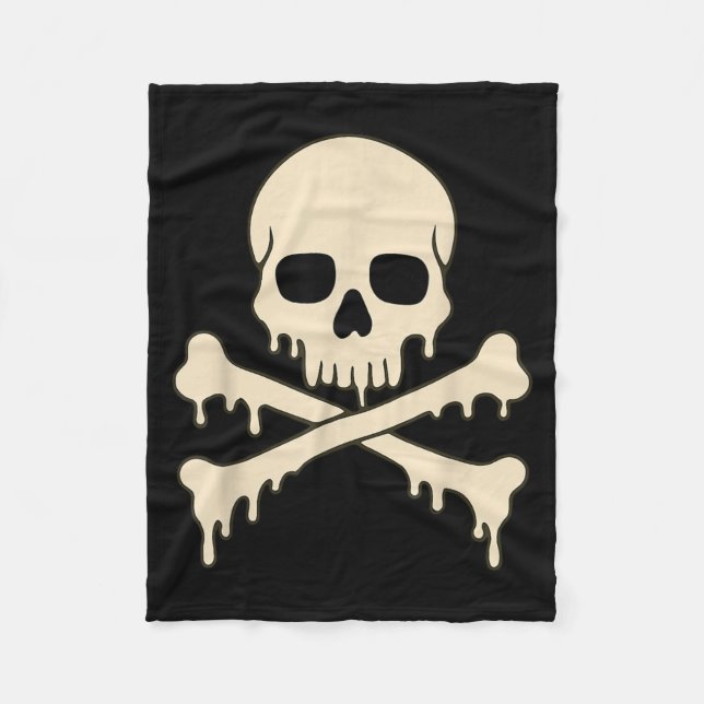 Dripping Skull Crossbones Horror Pirate Skeleton Fleece Blanket (Front)